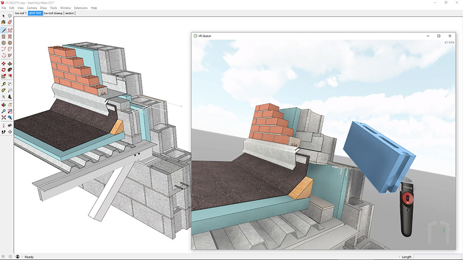 Narzędzia wykorzystujące rozwiązania SketchUp i HTC VIVE umożliwiają nie tylko podgląd lecz również edycję projektów architektonicznych (źródło: VR Sketch)